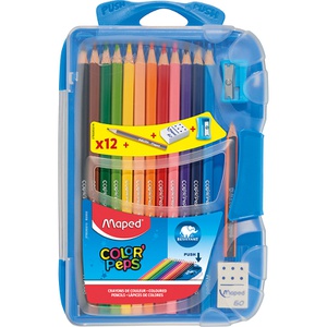 CRAYONES MAPED CON ESTUCHE PLASTICO 12 COLORES